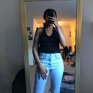 Black backless onesie